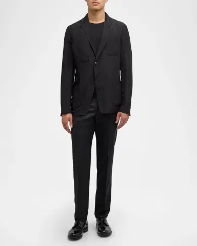 Giorgio Armani Men's Flat-Front Wool Trousers | Thumbnail 2 Giorgio Armani Men's Flat-Front Wool Trousers | Thumbnail 2