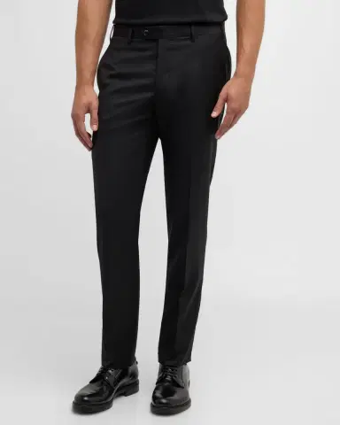Giorgio Armani Men's Flat-Front Wool Trousers | Thumbnail 4 Giorgio Armani Men's Flat-Front Wool Trousers | Thumbnail 4