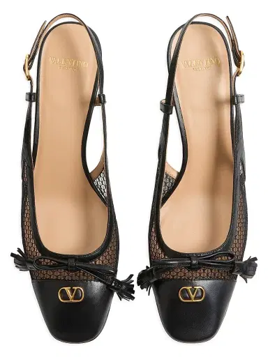 Valentino Garavani Women's Valet Du Roi 60MM Slingback Pump in Mesh and Kidskin - Black | Thumbnail 4 Valentino Garavani Women's Valet Du Roi 60MM Slingback Pump in Mesh and Kidskin - Black | Thumbnail 4