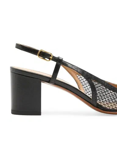 Valentino Garavani Women's Valet Du Roi 60MM Slingback Pump in Mesh and Kidskin - Black | Thumbnail 6 Valentino Garavani Women's Valet Du Roi 60MM Slingback Pump in Mesh and Kidskin - Black | Thumbnail 6