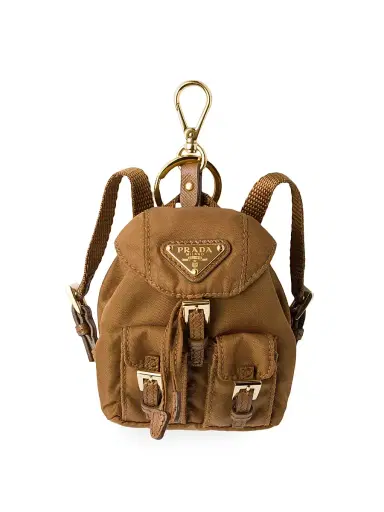 Prada Women's Mini Icon Re-Nylon Bag Charm - Brown | Thumbnail 1 Prada Women's Mini Icon Re-Nylon Bag Charm - Brown | Thumbnail 1