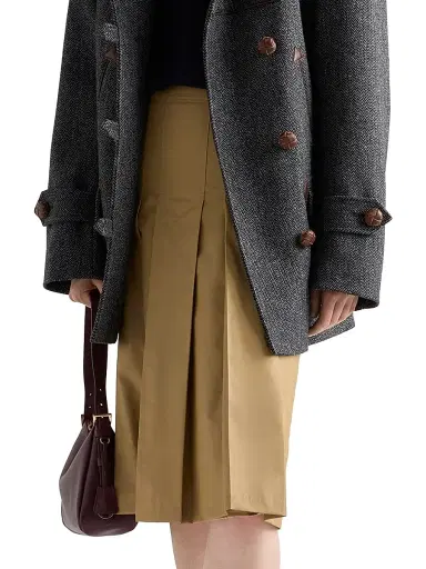 Prada Women's Pleated Technical Fabric Skirt - Brown | Thumbnail 2 Prada Women's Pleated Technical Fabric Skirt - Brown | Thumbnail 2