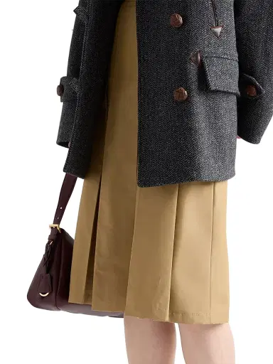 Prada Women's Pleated Technical Fabric Skirt - Brown | Thumbnail 3 Prada Women's Pleated Technical Fabric Skirt - Brown | Thumbnail 3