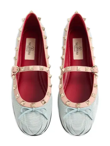 Valentino Garavani Women's Rockstud Mary-Jane Ballets - Azure | Thumbnail 4 Valentino Garavani Women's Rockstud Mary-Jane Ballets - Azure | Thumbnail 4