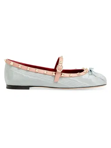 Valentino Garavani Women's Rockstud Mary-Jane Ballets - Azure | Thumbnail 1 Valentino Garavani Women's Rockstud Mary-Jane Ballets - Azure | Thumbnail 1