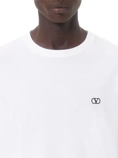 Valentino Garavani Men's Cotton T-Shirt with VLogo Embroidery - White | Thumbnail 6 Valentino Garavani Men's Cotton T-Shirt with VLogo Embroidery - White | Thumbnail 6