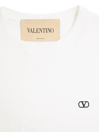 Valentino Garavani Men's Cotton T-Shirt with VLogo Embroidery - White | Thumbnail 7 Valentino Garavani Men's Cotton T-Shirt with VLogo Embroidery - White | Thumbnail 7