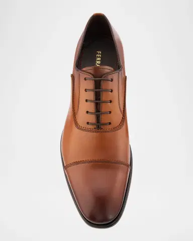Ferragamo Men's Boston Brogue Leather Cap-Toe Oxfords | Thumbnail 4 Ferragamo Men's Boston Brogue Leather Cap-Toe Oxfords | Thumbnail 4