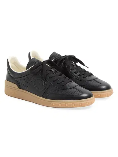 Valentino Garavani Men's Upvillage Low-Top Sneakers in Perforated Nappa Leather - Black | Thumbnail 2 Valentino Garavani Men's Upvillage Low-Top Sneakers in Perforated Nappa Leather - Black | Thumbnail 2