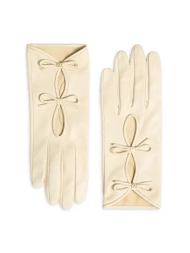 Valentino Garavani Women's Vlogo Signature Nappa Leather Gloves with Bows - Butter - Size 8 | Thumbnail 1 Valentino Garavani Women's Vlogo Signature Nappa Leather Gloves with Bows - Butter - Size 8 | Thumbnail 1