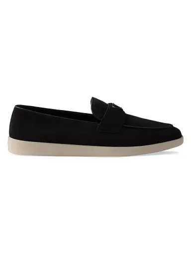 Prada Men's Suede Loafers - Black | Thumbnail 1 Prada Men's Suede Loafers - Black | Thumbnail 1