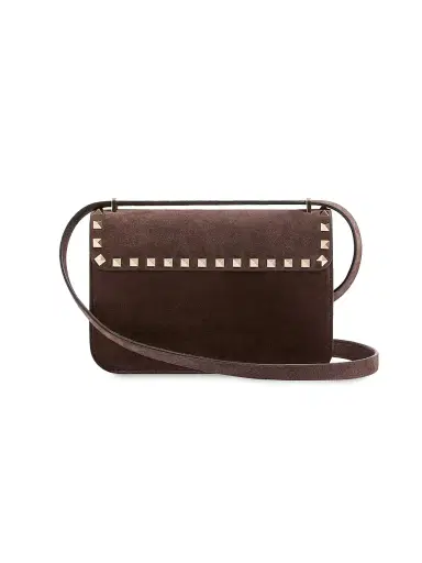 Valentino Garavani Women's Rockstud Small Suede Crossbody Bag - Ebony | Thumbnail 2 Valentino Garavani Women's Rockstud Small Suede Crossbody Bag - Ebony | Thumbnail 2