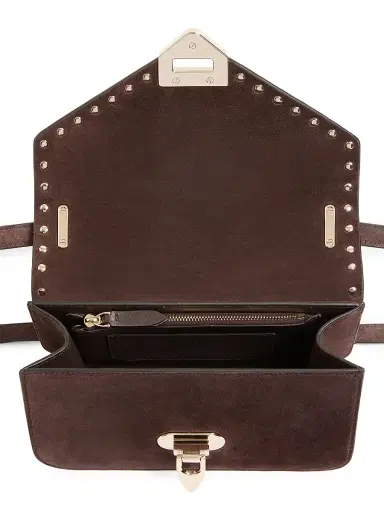 Valentino Garavani Women's Rockstud Small Suede Crossbody Bag - Ebony | Thumbnail 5 Valentino Garavani Women's Rockstud Small Suede Crossbody Bag - Ebony | Thumbnail 5