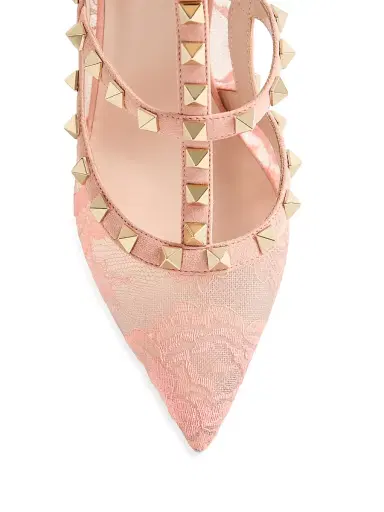 Valentino Garavani Women's Rockstud 100MM Lace Pump with Straps - Peach Rose - Size 11 | Thumbnail 5 Valentino Garavani Women's Rockstud 100MM Lace Pump with Straps - Peach Rose - Size 11 | Thumbnail 5