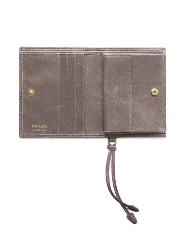 Prada Women's Small Leather Wallet - Grey | Thumbnail 2 Prada Women's Small Leather Wallet - Grey | Thumbnail 2