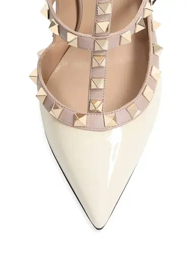 Valentino Garavani Women's Patent Rockstud Caged 100MM Pumps - Poudre | Thumbnail 5 Valentino Garavani Women's Patent Rockstud Caged 100MM Pumps - Poudre | Thumbnail 5