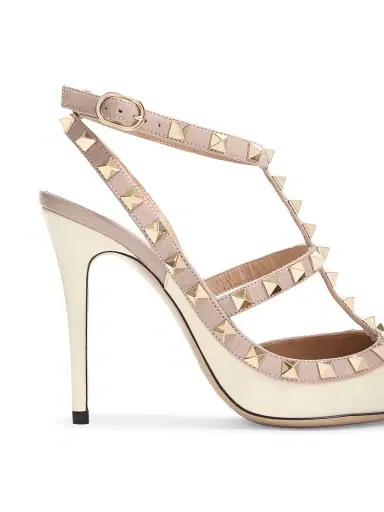 Valentino Garavani Women's Patent Rockstud Caged 100MM Pumps - Poudre | Thumbnail 6 Valentino Garavani Women's Patent Rockstud Caged 100MM Pumps - Poudre | Thumbnail 6