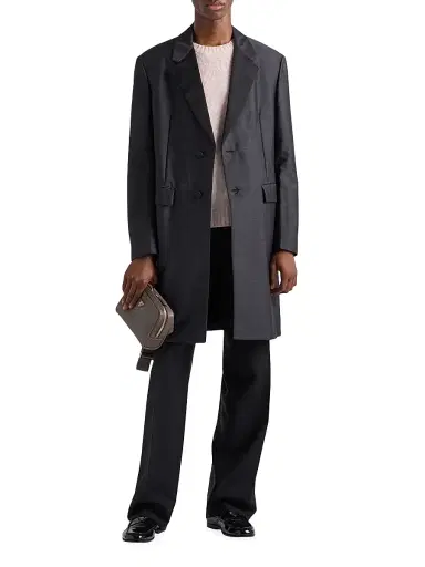 Prada Men's Leather Shoulder Bag - Grey | Thumbnail 2 Prada Men's Leather Shoulder Bag - Grey | Thumbnail 2