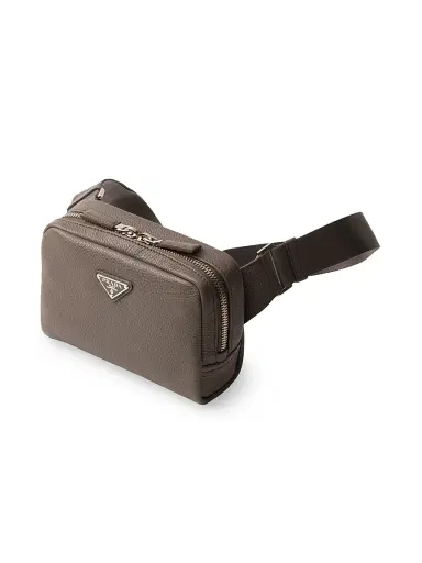Prada Men's Leather Shoulder Bag - Grey | Thumbnail 3 Prada Men's Leather Shoulder Bag - Grey | Thumbnail 3