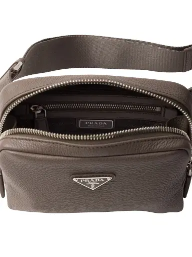 Prada Men's Leather Shoulder Bag - Grey | Thumbnail 5 Prada Men's Leather Shoulder Bag - Grey | Thumbnail 5