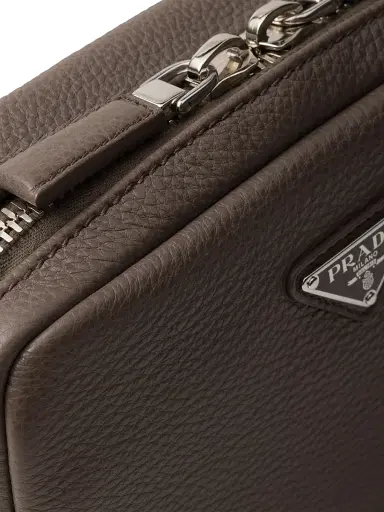 Prada Men's Leather Shoulder Bag - Grey | Thumbnail 6 Prada Men's Leather Shoulder Bag - Grey | Thumbnail 6
