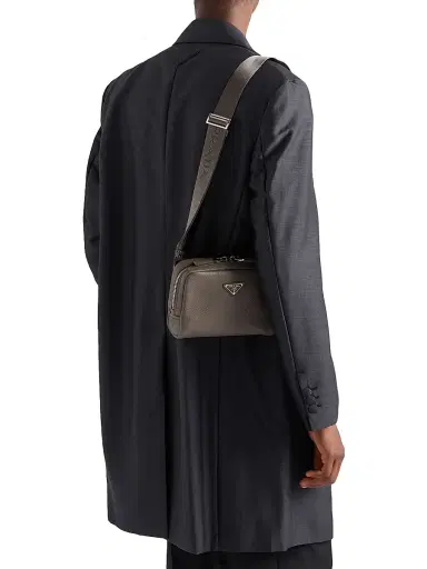 Prada Men's Leather Shoulder Bag - Grey | Thumbnail 8 Prada Men's Leather Shoulder Bag - Grey | Thumbnail 8