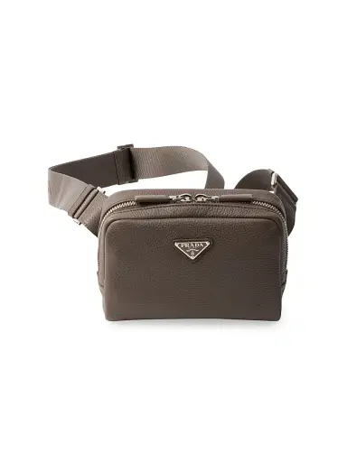 Prada Men's Leather Shoulder Bag - Grey | Thumbnail 1 Prada Men's Leather Shoulder Bag - Grey | Thumbnail 1