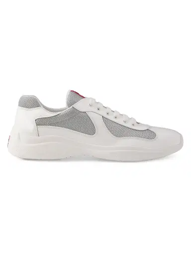 Prada Men's Patent Leather and Technical Fabric America's Cup Sneakers - White - Size 8.5 | Thumbnail 1 Prada Men's Patent Leather and Technical Fabric America's Cup Sneakers - White - Size 8.5 | Thumbnail 1