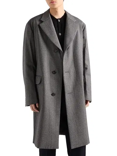 Prada Men's Single-Breasted Wool Coat - Grey | Thumbnail 3 Prada Men's Single-Breasted Wool Coat - Grey | Thumbnail 3