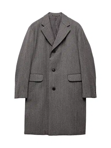 Prada Men's Single-Breasted Wool Coat - Grey | Thumbnail 1 Prada Men's Single-Breasted Wool Coat - Grey | Thumbnail 1