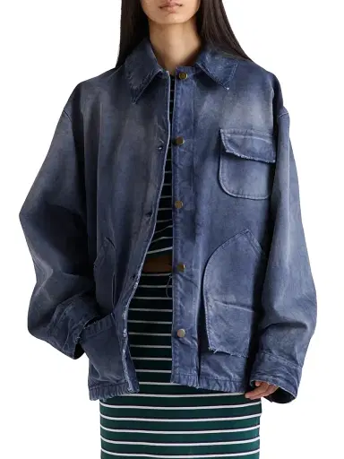 Prada Women's Canvas Trucker Jacket - Blue - Size 2 | Thumbnail 2 Prada Women's Canvas Trucker Jacket - Blue - Size 2 | Thumbnail 2
