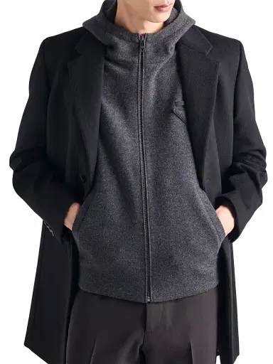 Prada Men's Wool and Cashmere Zipper Vest - Grey | Thumbnail 2 Prada Men's Wool and Cashmere Zipper Vest - Grey | Thumbnail 2