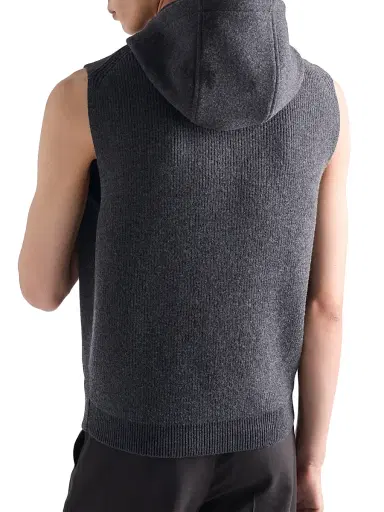 Prada Men's Wool and Cashmere Zipper Vest - Grey | Thumbnail 3 Prada Men's Wool and Cashmere Zipper Vest - Grey | Thumbnail 3