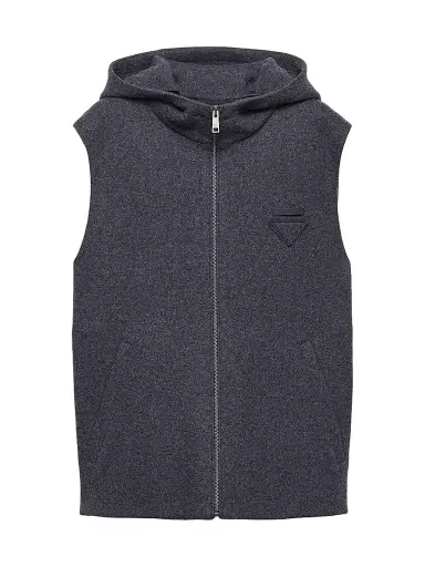 Prada Men's Wool and Cashmere Zipper Vest - Grey | Thumbnail 1 Prada Men's Wool and Cashmere Zipper Vest - Grey | Thumbnail 1