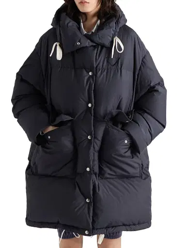 Prada Women's Soft Canvas Down Parka - Blue | Thumbnail 2 Prada Women's Soft Canvas Down Parka - Blue | Thumbnail 2