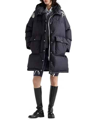 Prada Women's Soft Canvas Down Parka - Blue | Thumbnail 6 Prada Women's Soft Canvas Down Parka - Blue | Thumbnail 6