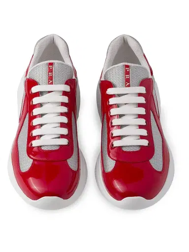 Prada Men's Patent Leather and Technical Fabric America's Cup Sneakers - Red - Size 12.5 | Thumbnail 2 Prada Men's Patent Leather and Technical Fabric America's Cup Sneakers - Red - Size 12.5 | Thumbnail 2