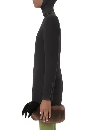 Valentino Garavani Women's Wool Crepe Short Dress - Black - Size 4 | Thumbnail 3 Valentino Garavani Women's Wool Crepe Short Dress - Black - Size 4 | Thumbnail 3