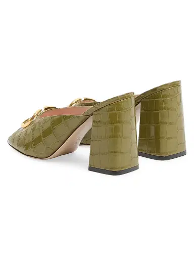Valentino Garavani Women's VLogo Signature 95MM Slide Sandals in Printed Calfskin - Green | Thumbnail 3 Valentino Garavani Women's VLogo Signature 95MM Slide Sandals in Printed Calfskin - Green | Thumbnail 3