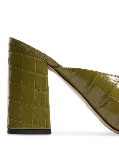 Valentino Garavani Women's VLogo Signature 95MM Slide Sandals in Printed Calfskin - Green | Thumbnail 5 Valentino Garavani Women's VLogo Signature 95MM Slide Sandals in Printed Calfskin - Green | Thumbnail 5