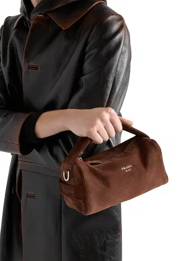 Prada Men's Suede Leather Shoulder Bag - Brown | Thumbnail 6 Prada Men's Suede Leather Shoulder Bag - Brown | Thumbnail 6