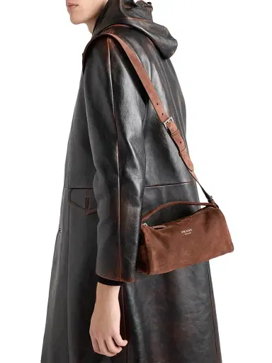 Prada Men's Suede Leather Shoulder Bag - Brown | Thumbnail 7 Prada Men's Suede Leather Shoulder Bag - Brown | Thumbnail 7