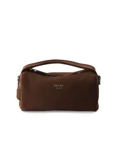 Prada Men's Suede Leather Shoulder Bag - Brown | Thumbnail 1 Prada Men's Suede Leather Shoulder Bag - Brown | Thumbnail 1