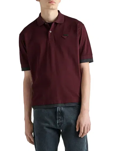 Prada Men's Cotton Polo Shirt - Dark Red - Size XL | Thumbnail 2 Prada Men's Cotton Polo Shirt - Dark Red - Size XL | Thumbnail 2