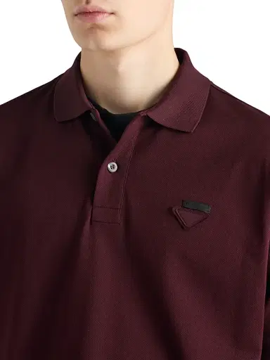 Prada Men's Cotton Polo Shirt - Dark Red - Size XL | Thumbnail 5 Prada Men's Cotton Polo Shirt - Dark Red - Size XL | Thumbnail 5