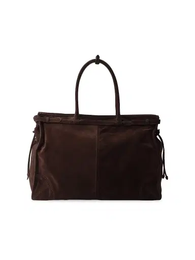 Prada Men's Suede Tote Bag - Dark Brown | Thumbnail 3 Prada Men's Suede Tote Bag - Dark Brown | Thumbnail 3