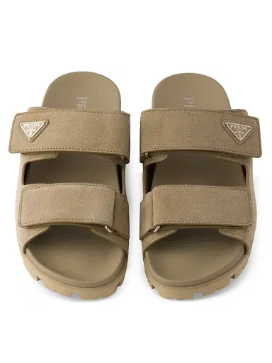 Prada Men's Suede Band Sandals - Beige Khaki | Thumbnail 2 Prada Men's Suede Band Sandals - Beige Khaki | Thumbnail 2