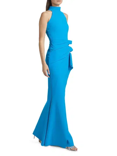 Chiara Boni La Petite Robe Women's Gudrum Halter Ruffle Gown - Catalina Blue | Thumbnail 2 Chiara Boni La Petite Robe Women's Gudrum Halter Ruffle Gown - Catalina Blue | Thumbnail 2