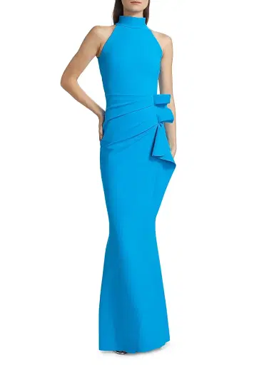 Chiara Boni La Petite Robe Women's Gudrum Halter Ruffle Gown - Catalina Blue | Thumbnail 3 Chiara Boni La Petite Robe Women's Gudrum Halter Ruffle Gown - Catalina Blue | Thumbnail 3