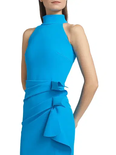 Chiara Boni La Petite Robe Women's Gudrum Halter Ruffle Gown - Catalina Blue | Thumbnail 6 Chiara Boni La Petite Robe Women's Gudrum Halter Ruffle Gown - Catalina Blue | Thumbnail 6